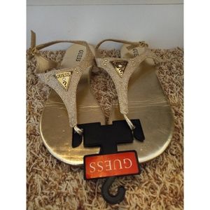 Guess Factory Carmela Glitter Glam T-Strap Sandals